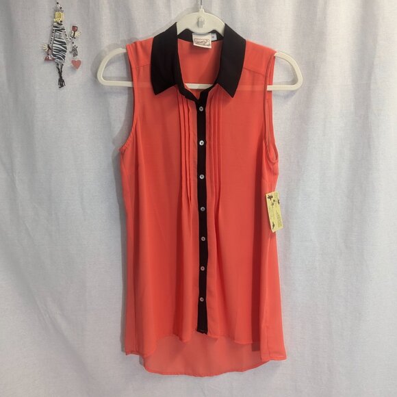 NWT Beverly's Size Small Sleeveless Button-Down Tunic  Orange and Black - Picture 1 of 14